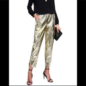 FRAME Metallic faux-leather pants | Size 14